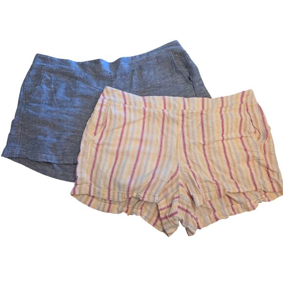2-Pack GAP Women’s Linen Shorts – XXL Chambray & Pastel Stripe Bundle - Picture 1 of 9
